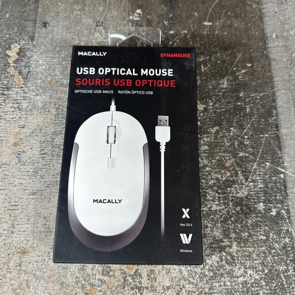 Macally 3 Button Optical USB Wired Mouse for Mac and PC Sealed - Picture 1 of 9
